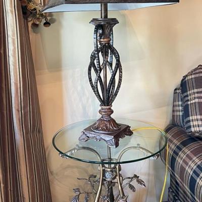 Lamp and Glass Top Table