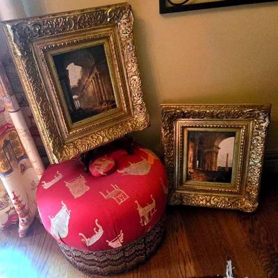 Decorative Wall Art and Ottoman