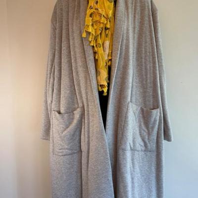 Casual Long Knit Jacket + Scarf - Eileen Fisher