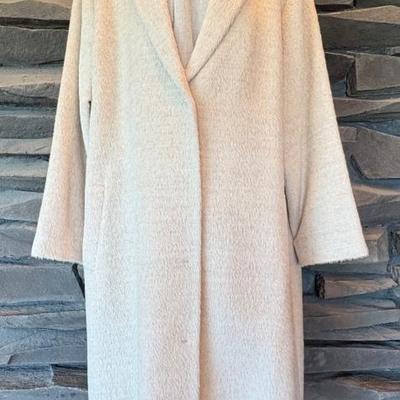 Beige Alpaca & Wool Long Coat + Scarf - Eileen Fisher