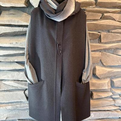 Boiled Wool Vest, Viscose Shirt + Scarf - Eileen Fisher