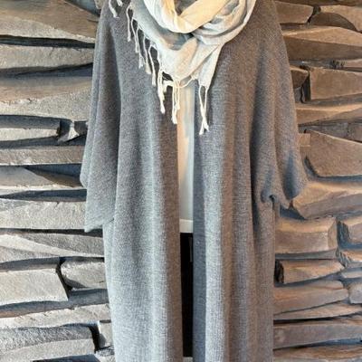Shades of Grey - Sweater Duster & Tunic + Scarf - Eileen Fisher