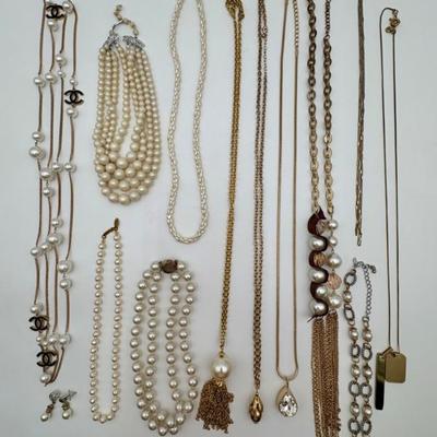 Pearls (Probably Faux) & Gold-Tone Assorted Jewelry