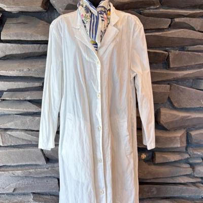 Winter White Cotton Duster + Scarf - Eileen Fisher - NWT
