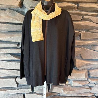 Between Seasons Silk/Wool Sweater & Shirt + Scarf - Eileen Fisher