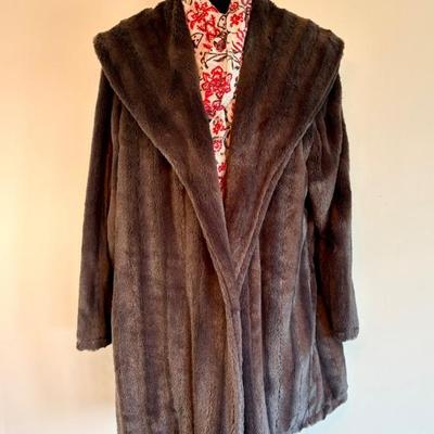 Grey Minky Faux Fur Car Coat + Scarf - Slinky Brand