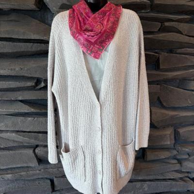 Cotton & Silk Creamy  Duo + Scarf - Eileen Fisher - NWT
