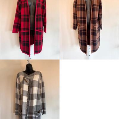 Plaid Sweater Duster Trio - Mizrahi/D&Co