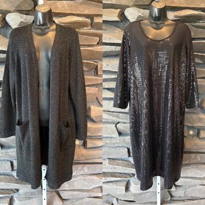 Shimmery Evening Dress & Cardigan - Eileen Fisher/Slinky