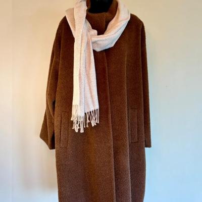Brown Alpaca & Wool Winter Coat + Scarf - Eileen Fisher