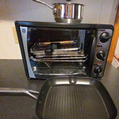 GE Toaster Oven, New KitchenAid Grill Pan & New Cuisinart 1 Qt. Pot