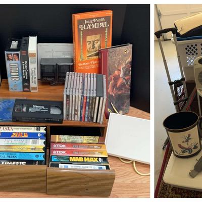 VHS, CDs & Household Essentials with Rug