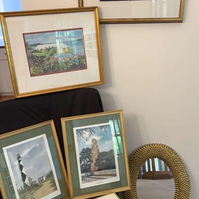 Framed Wall Art Featuring Bald Head Island & Cape Lookout Lighthouses & Winslow Homer Print