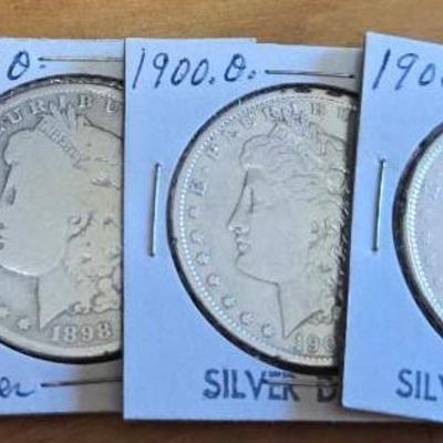 1898 & 1900 Silver Dollar Coins 