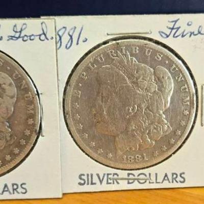 Antique 1881 Silver Dollar Coins 