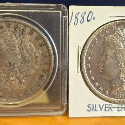 1879 & 1880 Silver Dollar Coins (Morgan Dollars)