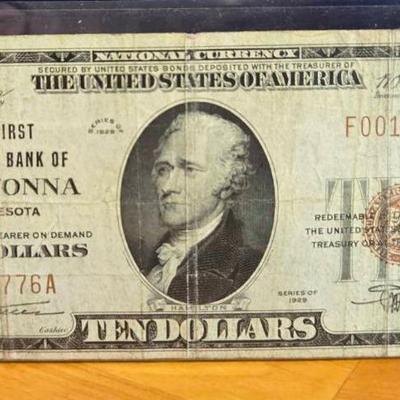 1929 $10 Bill Issued In Owatonna