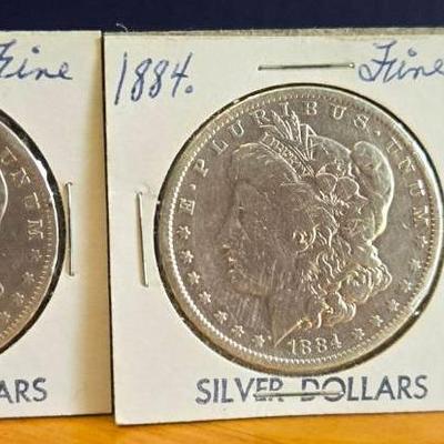 1884 & 1885 Silver Dollar Coins