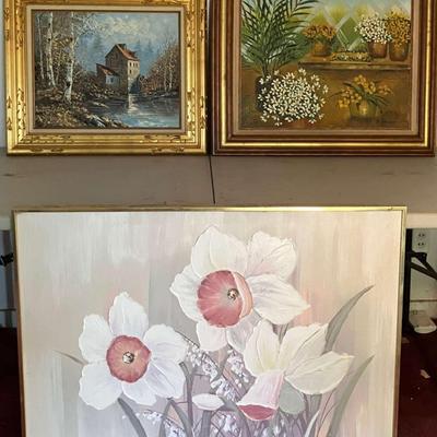 3 Signed Oil Paintings on Canvas
