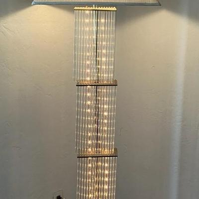 Vintage Sciolari Style Brass and Glass Rod Floor Lamp