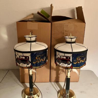 17" Ford Table Lamps with Plastic Shades