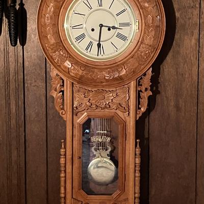 4 Ft Regulator Carved Wood Wall Clock (See Comments)
