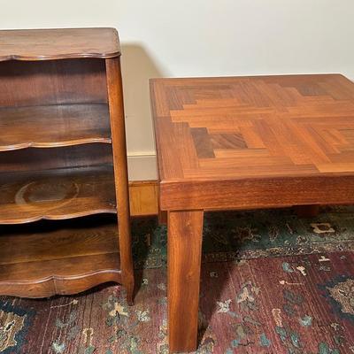 Solid Wood Side Table And Small Bookcase 