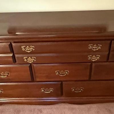Eight Drawer Dark Wood Dresser 