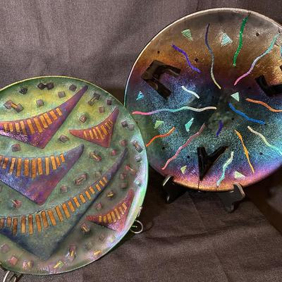 Signed Abstract Ceramic And Glass Art