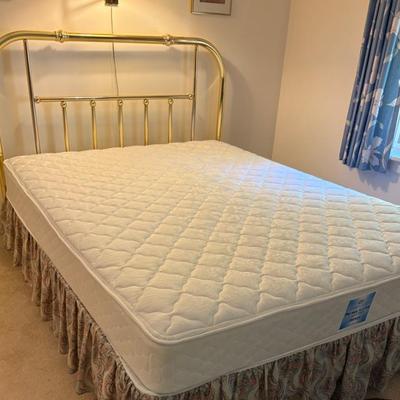 Queen Size Brass Headboard/Metal Frame, Serta Mattress 
