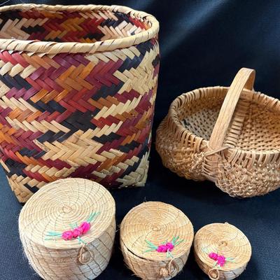 Choctaw Native Basket, Buttocks & Nesting Baskets 