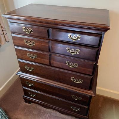 Dark Wood Five Drawer Chest Of Drawers 