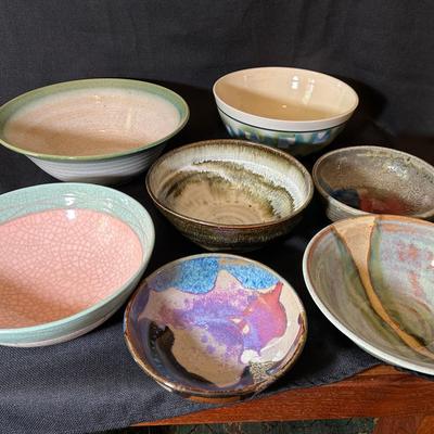 Group Of Handmade Pottery Art Bowls