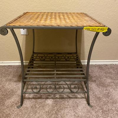 Small Iron & Wicker Side Table 