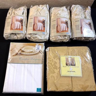 Cherub & Royal Home Collection Damask Chair Covers + Tablecloth