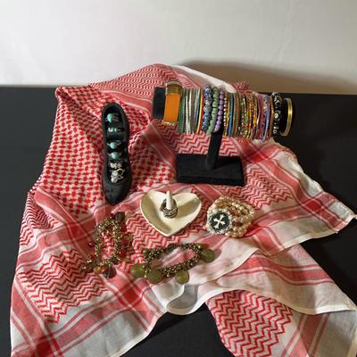 Eclectic Jewelry & Modern Keffiyeh Scarf Lot
