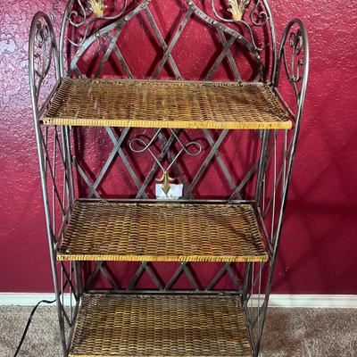 Small Iron & Wicker Bookcase 