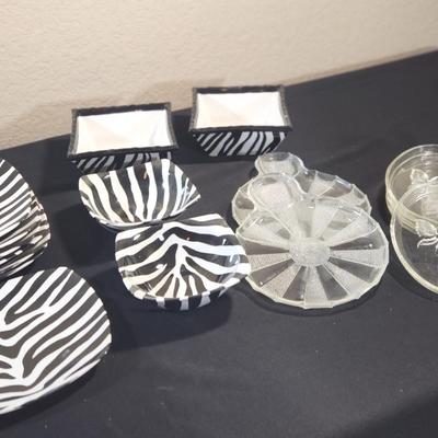 Zebra Black Collection by 222 Fifth Appetizer Dinnerware & Vintage Glassware Dessert Plates