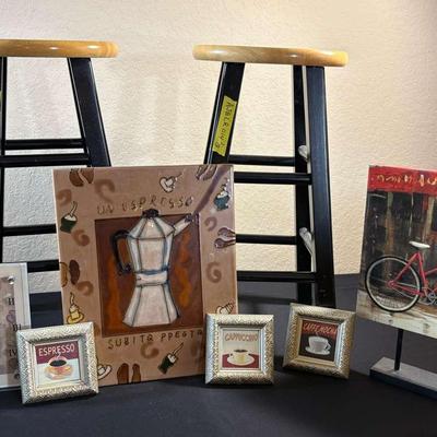 Home Coffee Bar Starter Kit: Barstools w/Cafe-Inspired Decor