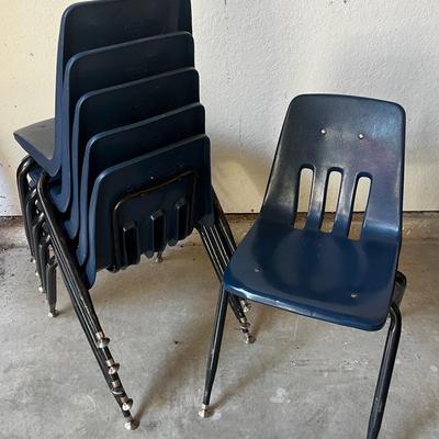 Set of 6 Child Size School Chairs 