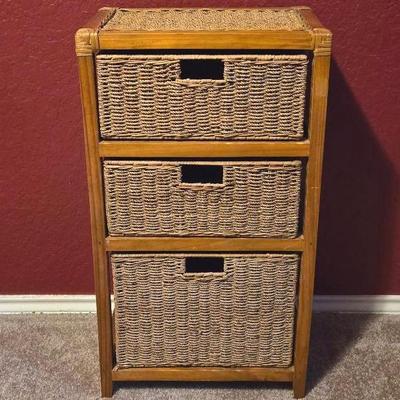 Wooden/Wicker Storage Basket (1 of 2)