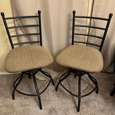Counter Height Upholstered and Metal Swivel Barstools