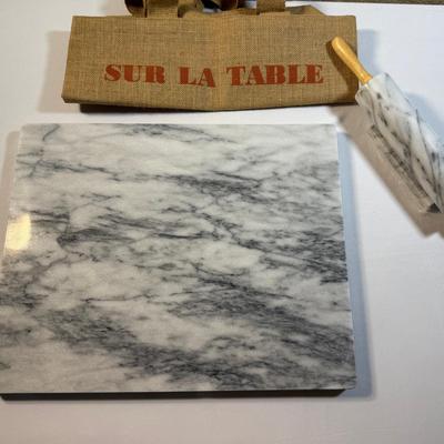 Sur la Table White Marble Rolling Pin & Pastry Board