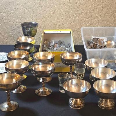 Mixed Lot Stainless Steel Flatware And Drinkware