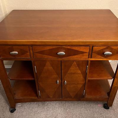 Kathy Ireland Essentials Wood and Wood Veneer Rolling Bar