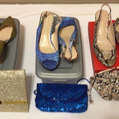 Glam Steps & Statement Bags: Women's Shoes (size 10)/Clutch Lot