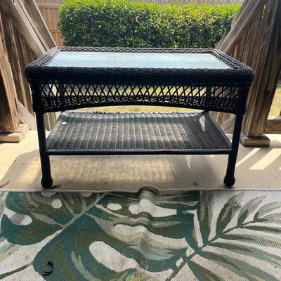 Wicker Look & Glass Coffee Table