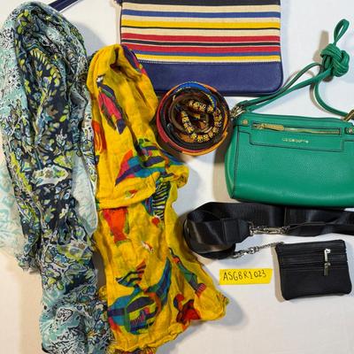 Various Scarves, Beaded Jewelry, & Small Purses