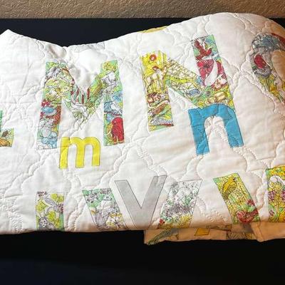 Children's Alphabet Handmade Machine Stitched Twin Size Quilt