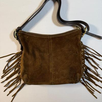 Brown COACH Leather Shoulder Bag with Tassels 
